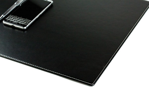 Schreibunterlage 60 x 40, CAMBRIDGE Top Grain Rindspaltleder mit heller Kontrastnaht,  schwarz