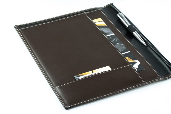 Schreibmappe DIN A4, incl. Memoblock CAMBRIDGE Top Grain Rindleder dunkelbraun