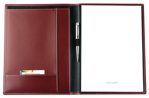 Schreibmappe DIN A4, incl. Memoblock CAMBRIDGE Top Grain Rindleder rot