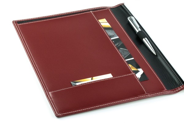 Schreibmappe DIN A4, incl. Memoblock CAMBRIDGE Top Grain Rindleder rot