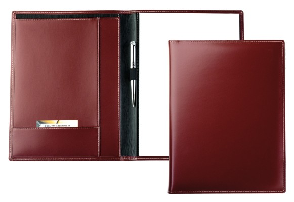 Schreibmappe DIN A4, incl. Memoblock CAMBRIDGE Top Grain Rindleder rot