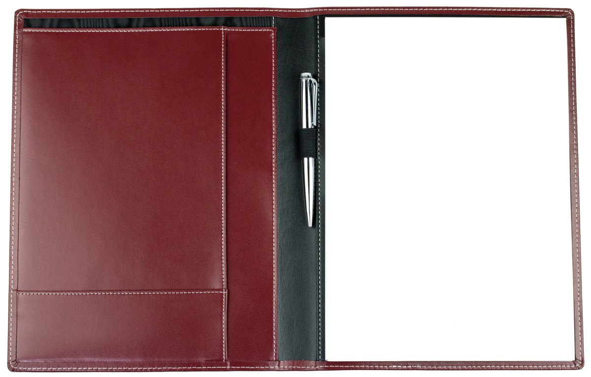 Schreibmappe DIN A4, incl. Memoblock CAMBRIDGE Top Grain Rindleder rot