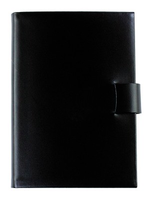 Notizbuch DIN A5 gebunden mit Verschlusslasche, CAMBRIDGE Top Grain Rindspaltleder schwarz