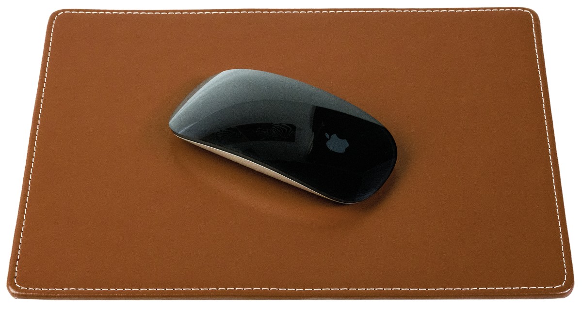 Mousepad CAMBRIDGE Top Grain Rindspaltleder mit heller Kontrastnaht hellbraun