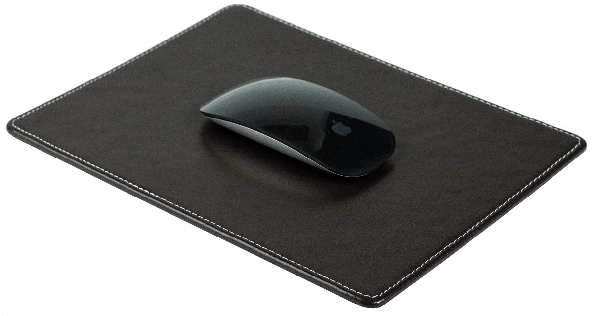 Mousepad CAMBRIDGE Top Grain Rindspaltleder mit heller Kontrastnaht dunkelbraun