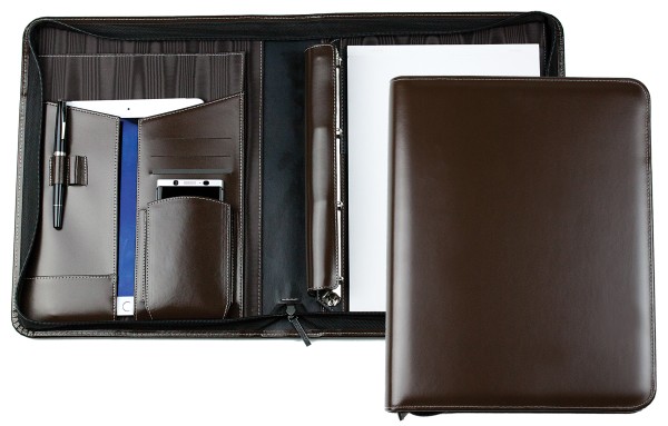 Manger Orga Mappe XXL in CAMBRIDGE Top Grain Rindleder dunkelbraun