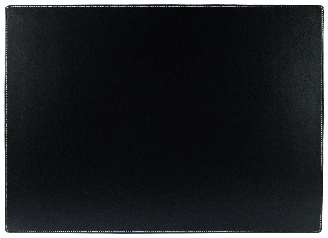 Schreibunterlage XXL 50 x 70, CAMBRIDGE Top Grain Rindspaltleder mit heller Kontrastnaht, schwarz