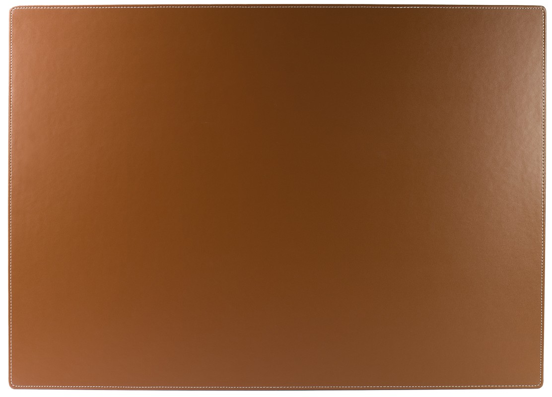 Schreibunterlage XXL 50 x 70, CAMBRIDGE Top Grain Rindspaltleder mit heller Kontrastnaht, hellbraun