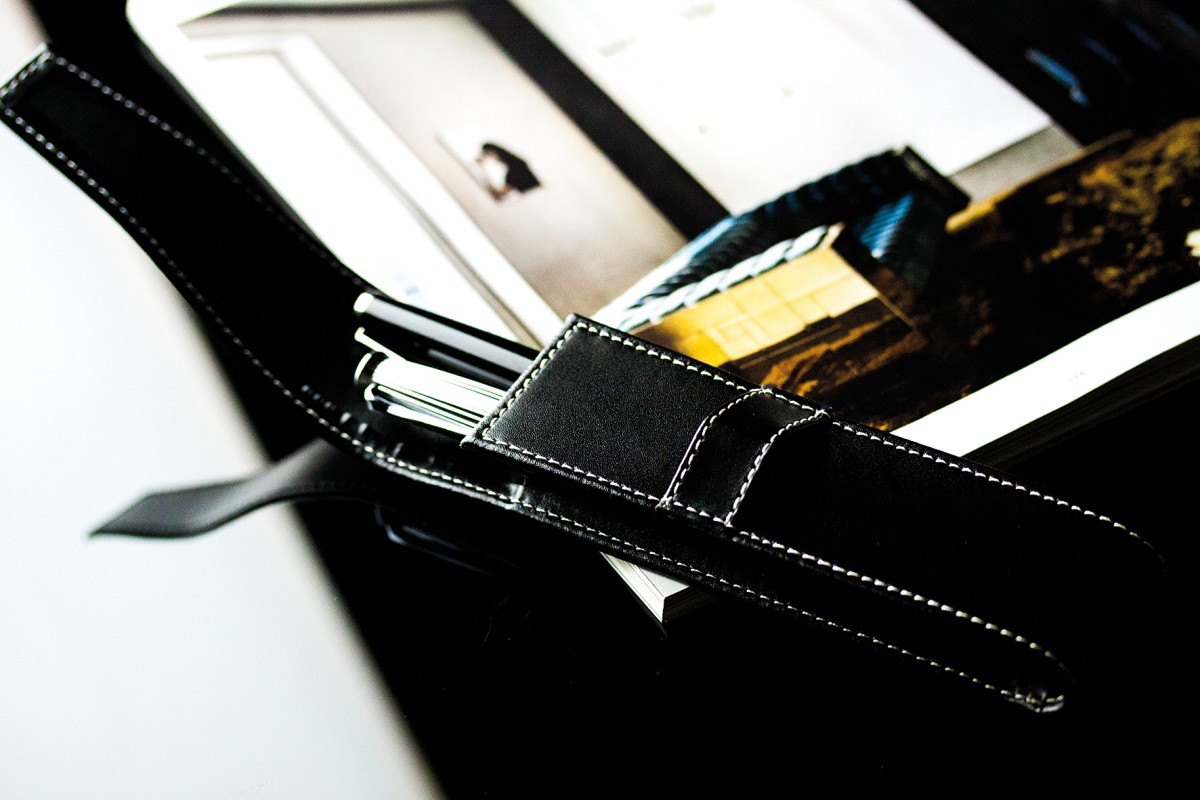 Schreibgeräteetui DUO CAMBRIDGE Top Grain Leder schwarz