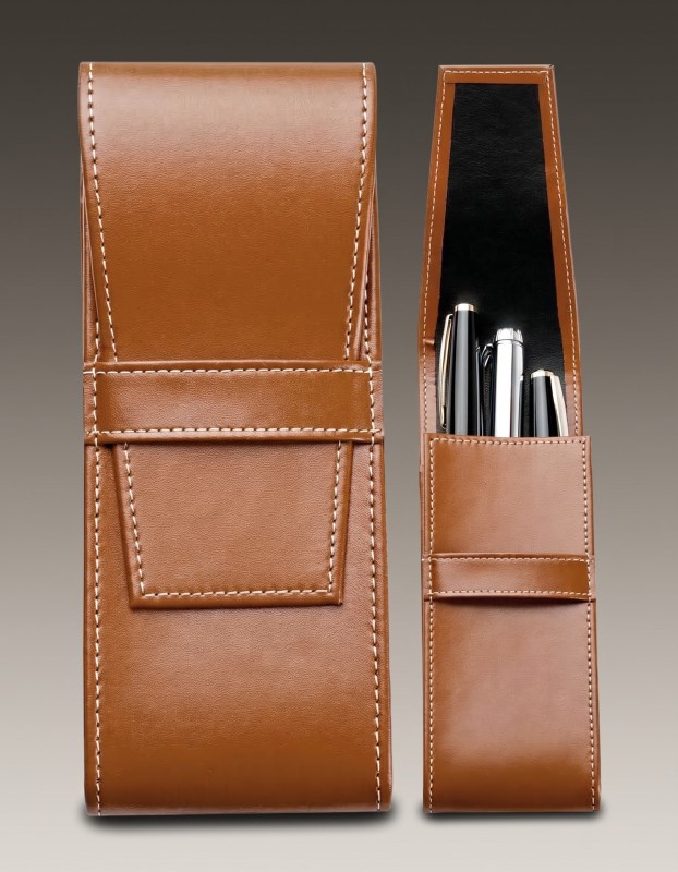 Schreibgeräteetui TRIO CAMBRIDGE Top Grain Leder hellbraun