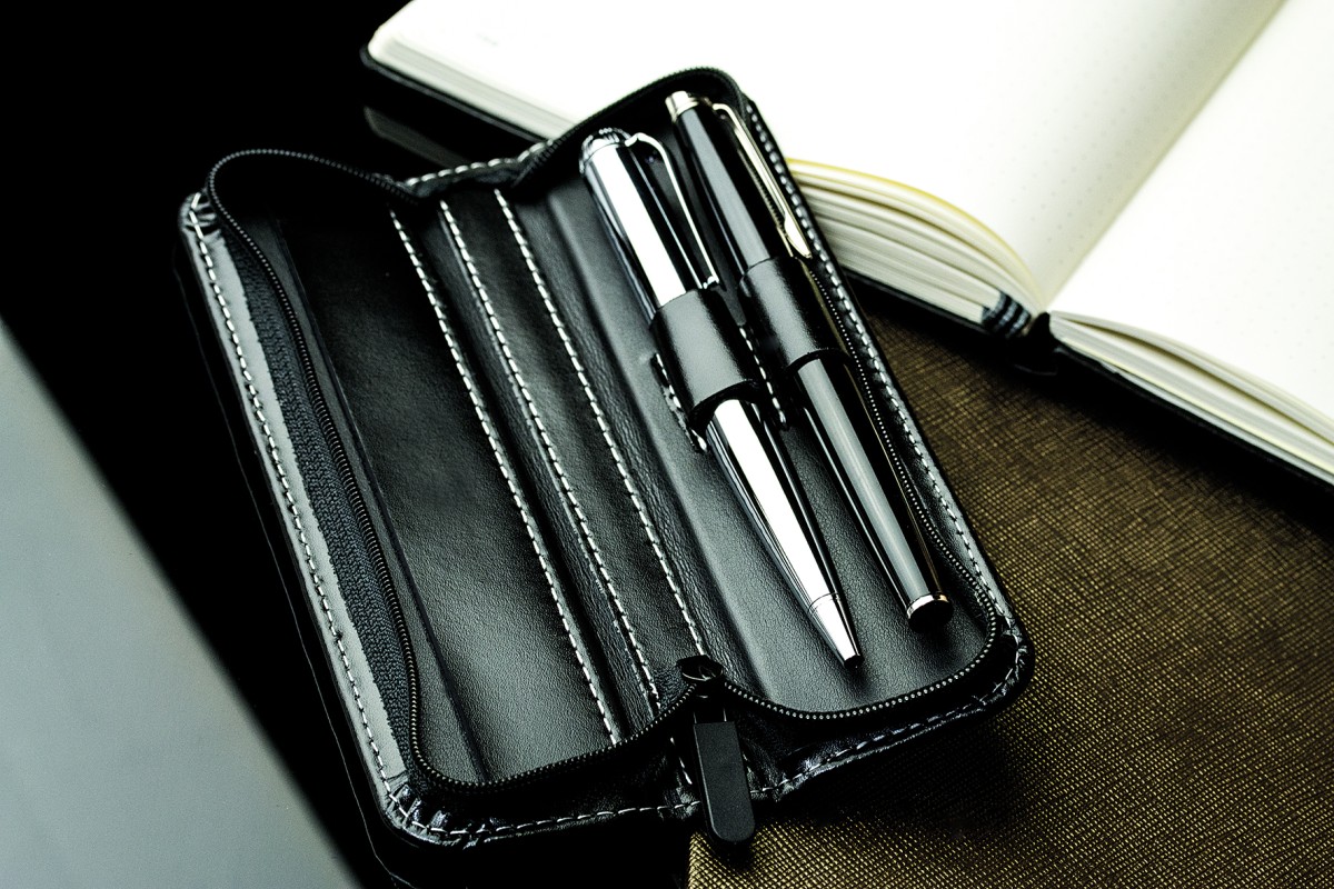 RV-Schreibgeräteetui DUO - CAMBRIDGE Top Grain Leder - schwarz