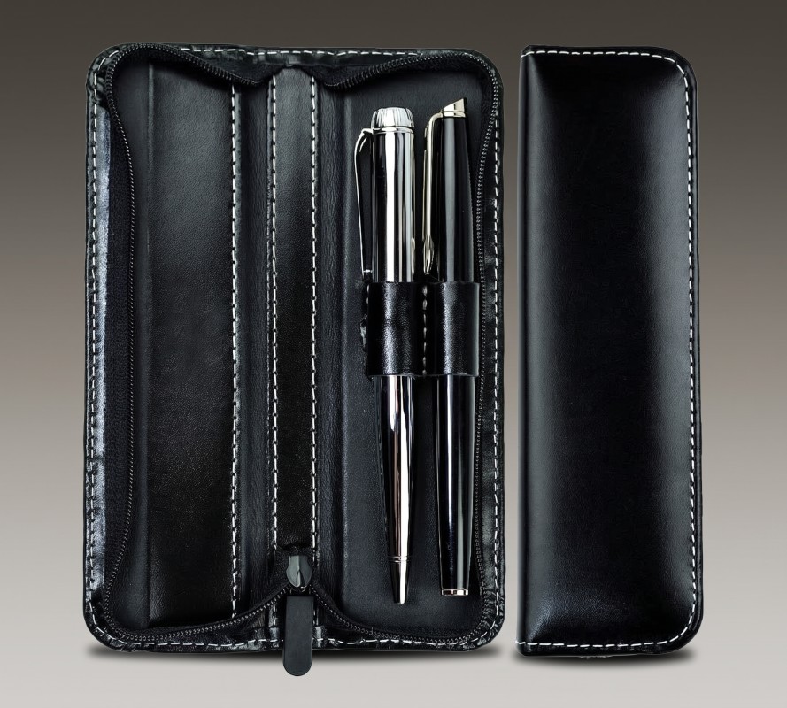 RV-Schreibgeräteetui DUO - CAMBRIDGE Top Grain Leder - schwarz