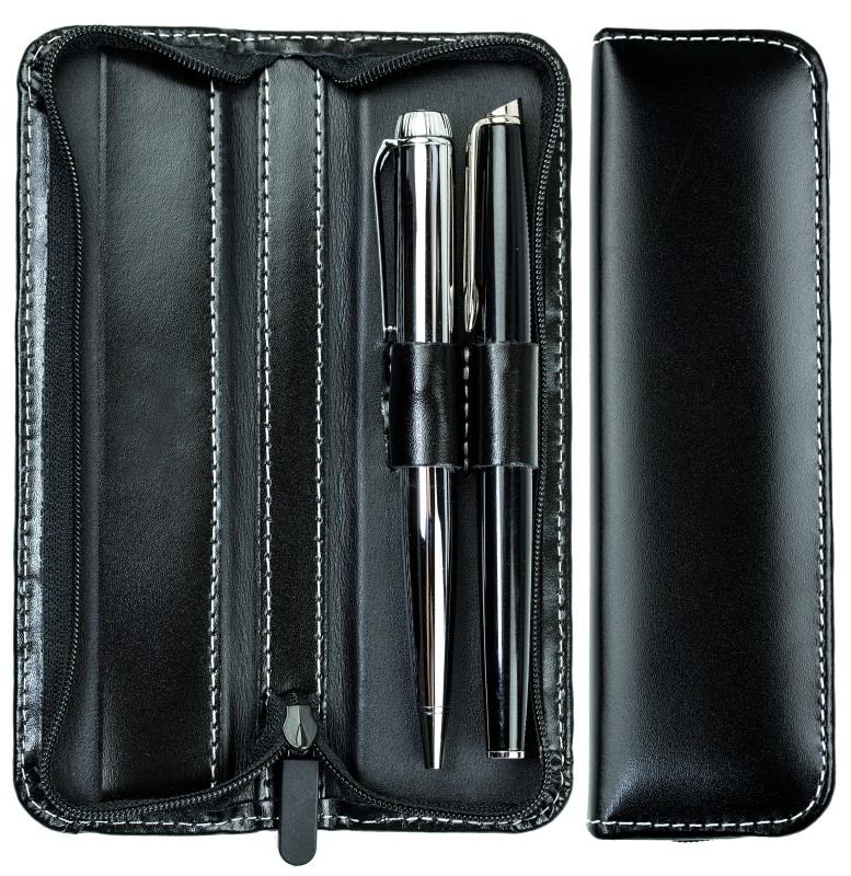 RV-Schreibgeräteetui DUO - CAMBRIDGE Top Grain Leder - schwarz