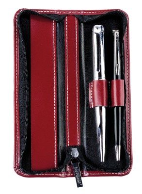 RV-Schreibgeräteetui DUO - CAMBRIDGE Top Grain Leder - rot