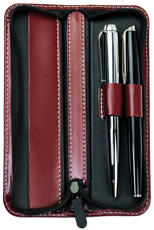RV-Schreibgeräteetui DUO - CAMBRIDGE Top Grain Leder - rot