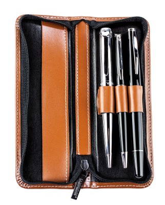 RV-Schreibgeräteetui TRIO - CAMBRIDGE Top Grain Leder - hellbraun