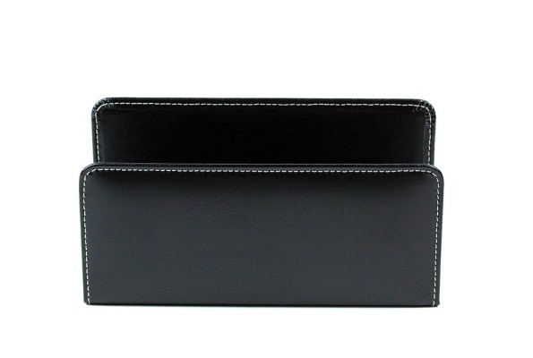 Briefständer CAMBRIDGE Top Grain Rindspaltleder mit heller Kontrastnaht schwarz