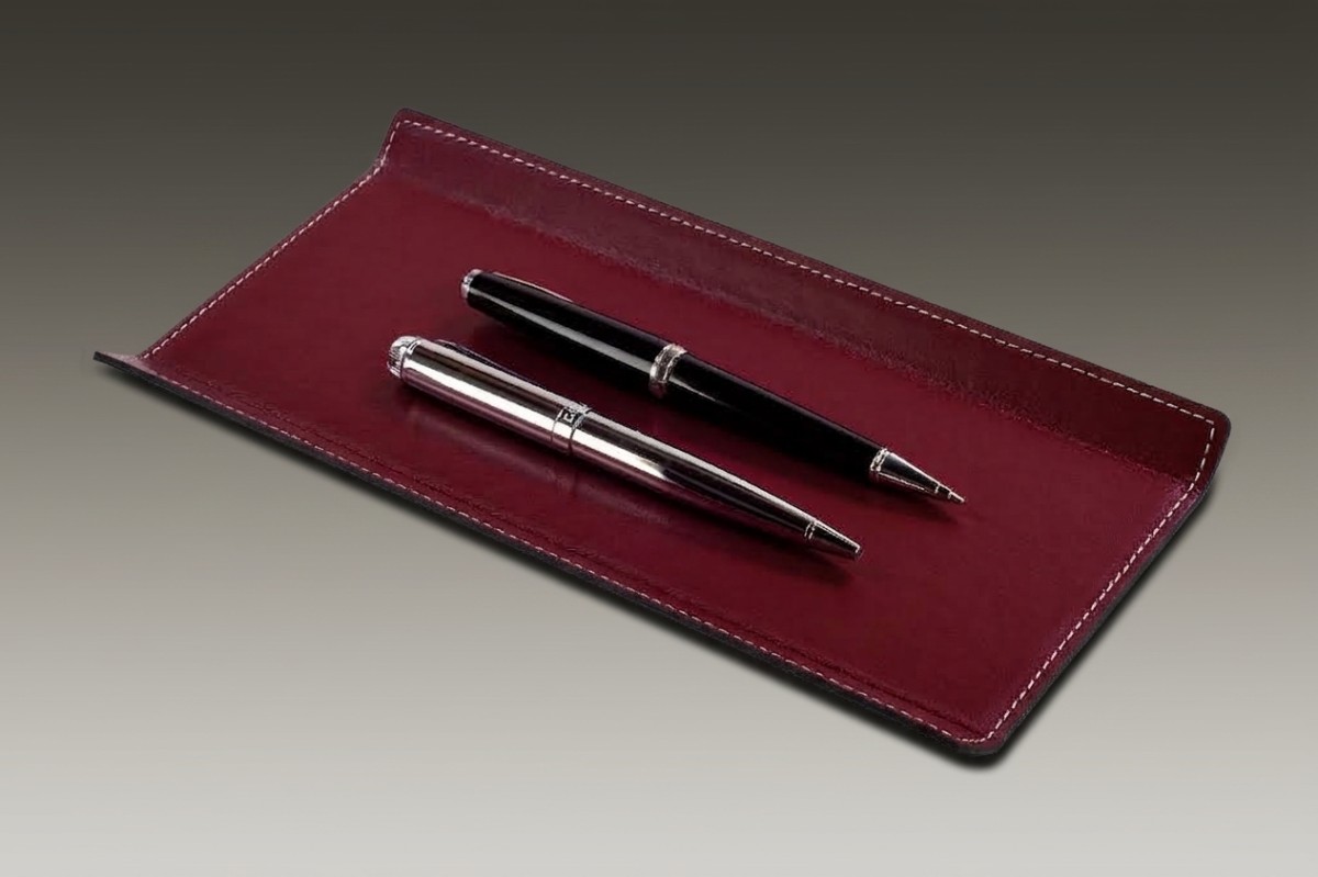 Federschale CAMBRIDGE Top Grain Rindspaltleder mit heller Kontrastnaht rot