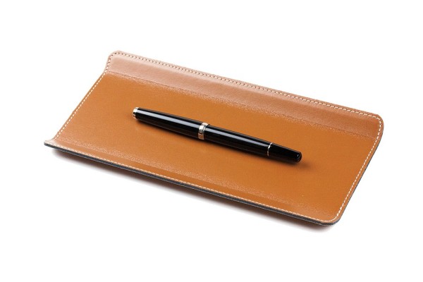 Federschale CAMBRIDGE Top Grain Rindspaltleder mit heller Kontrastnaht hellbraun