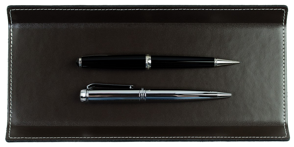 Federschale CAMBRIDGE Top Grain Rindspaltleder mit heller Kontrastnaht dunkelbraun