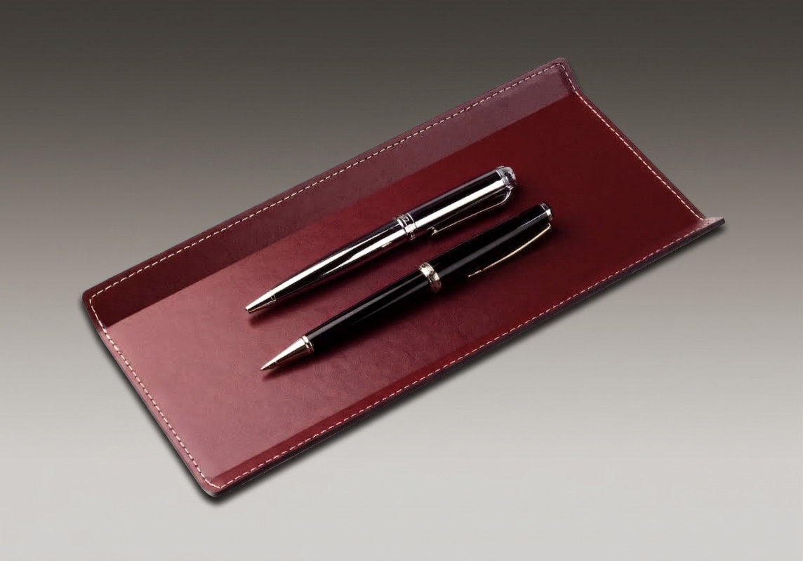 Federschale CAMBRIDGE Top Grain Rindspaltleder mit heller Kontrastnaht rot