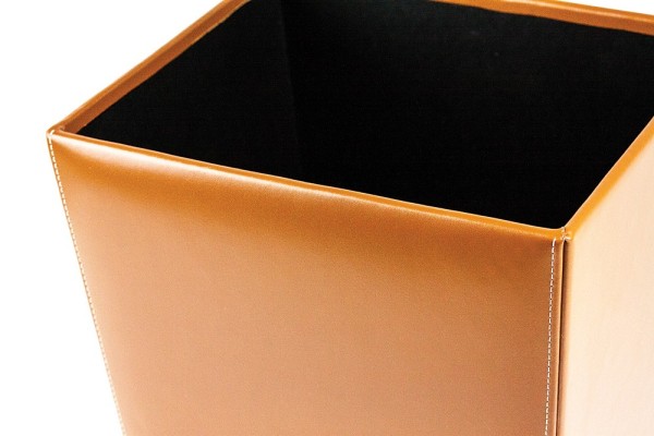 Papierkorb CAMBRIDGE Top Grain Rindspaltleder mit heller Kontrastnaht hellbraun