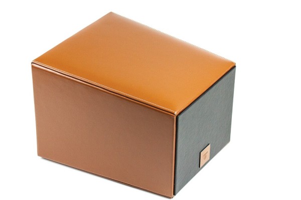 Papierkorb CAMBRIDGE Top Grain Rindspaltleder mit heller Kontrastnaht hellbraun