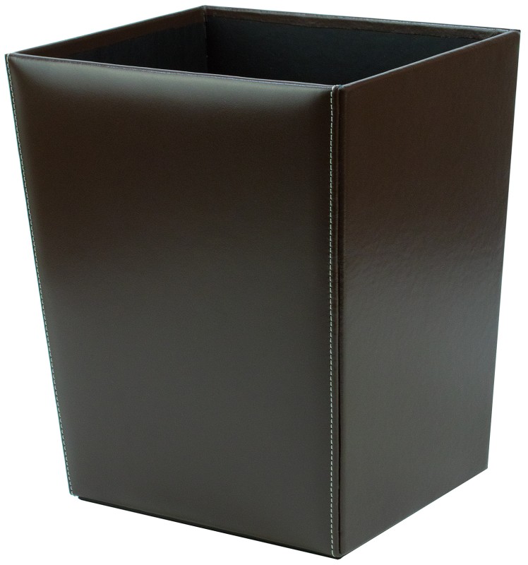 Papierkorb CAMBRIDGE Top Grain Rindspaltleder mit heller Kontrastnaht dunkelbraun