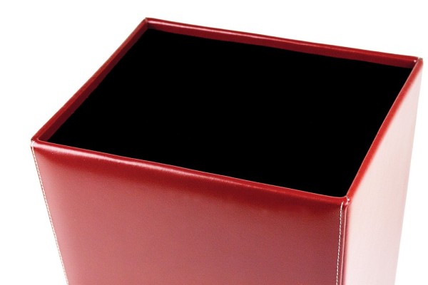 Papierkorb CAMBRIDGE Top Grain Rindspaltleder mit heller Kontrastnaht rot