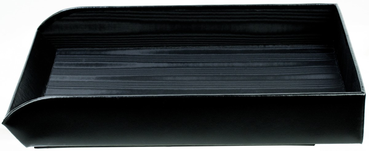 Briefablagekorb für DIN A4 CAMBRIDGE Top Grain Rindspaltleder schwarz