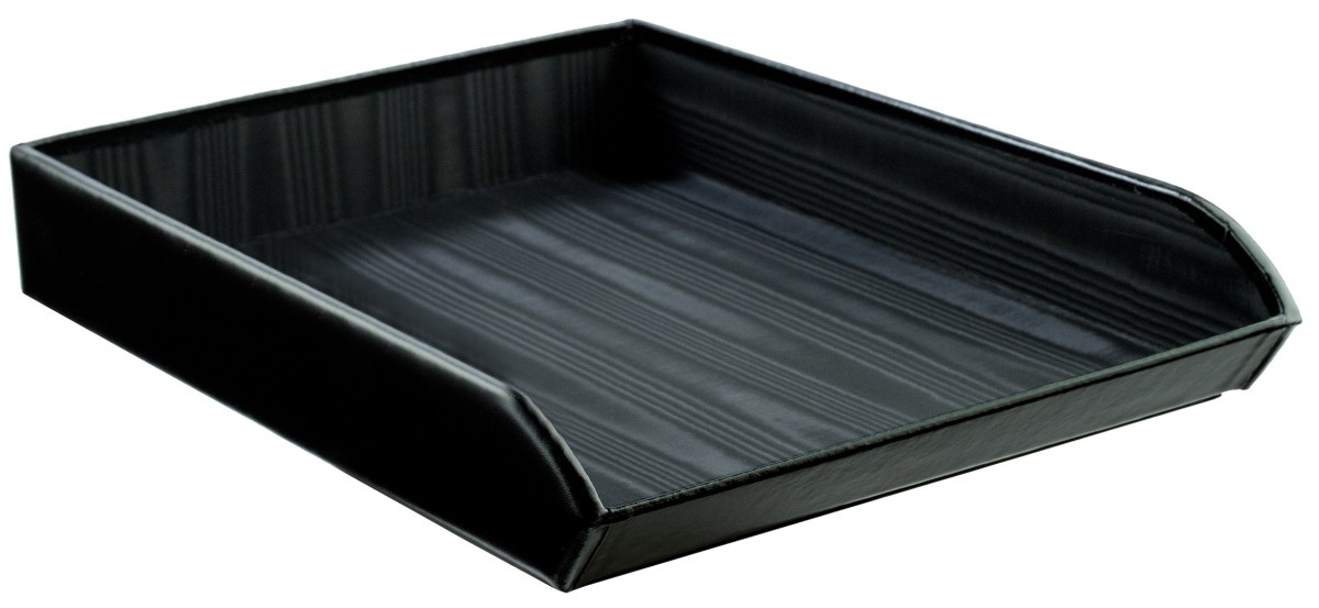 Briefablagekorb für DIN A4 CAMBRIDGE Top Grain Rindspaltleder schwarz