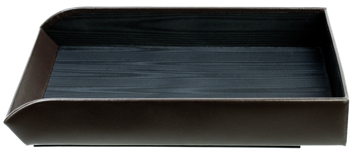 Briefablagekorb für DIN A4 CAMBRIDGE Top Grain Rindspaltleder dunkelbraun