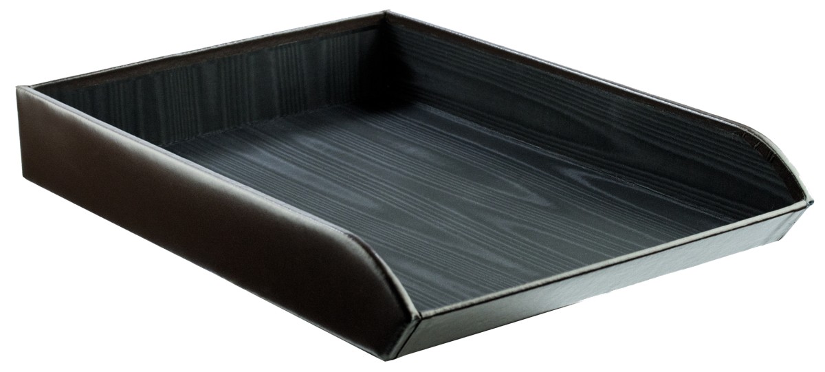 Briefablagekorb für DIN A4 CAMBRIDGE Top Grain Rindspaltleder dunkelbraun