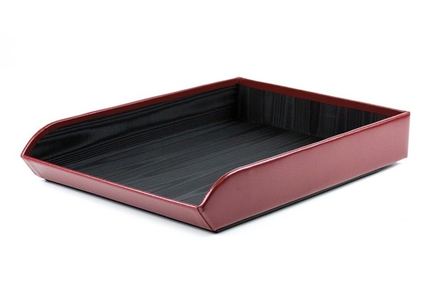 Briefablagekorb für DIN A4 CAMBRIDGE Top Grain Rindspaltleder rot