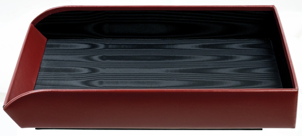 Briefablagekorb für DIN A4 CAMBRIDGE Top Grain Rindspaltleder rot