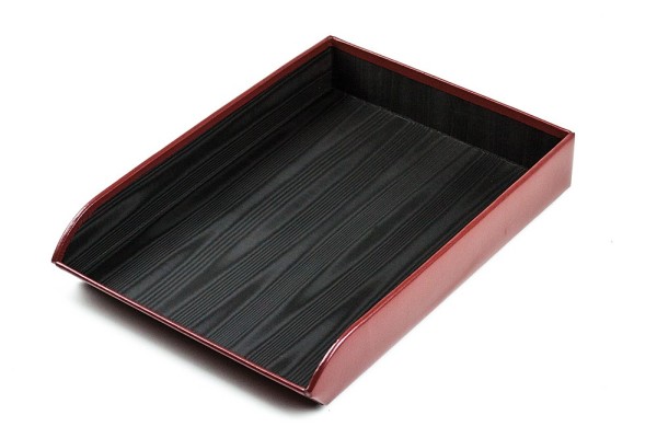 Briefablagekorb für DIN A4 CAMBRIDGE Top Grain Rindspaltleder rot