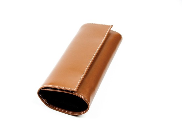 Schmuckrolle CAMBRIDGE Top Grain Rindspaltleder mit heller Kontrastnaht hellbraun