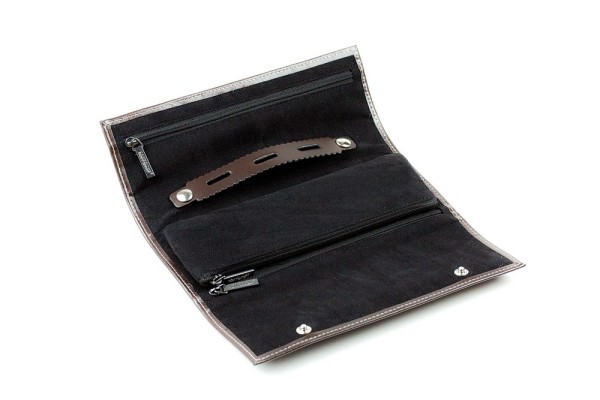 Schmuckrolle CAMBRIDGE Top Grain Rindspaltleder mit heller Kontrastnaht dunkelbraun