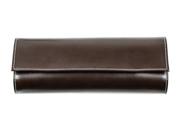 Schmuckrolle CAMBRIDGE Top Grain Rindspaltleder mit heller Kontrastnaht dunkelbraun