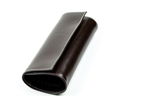 Schmuckrolle CAMBRIDGE Top Grain Rindspaltleder mit heller Kontrastnaht dunkelbraun