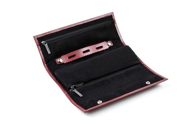 Schmuckrolle CAMBRIDGE Top Grain Rindspaltleder mit heller Kontrastnaht rot