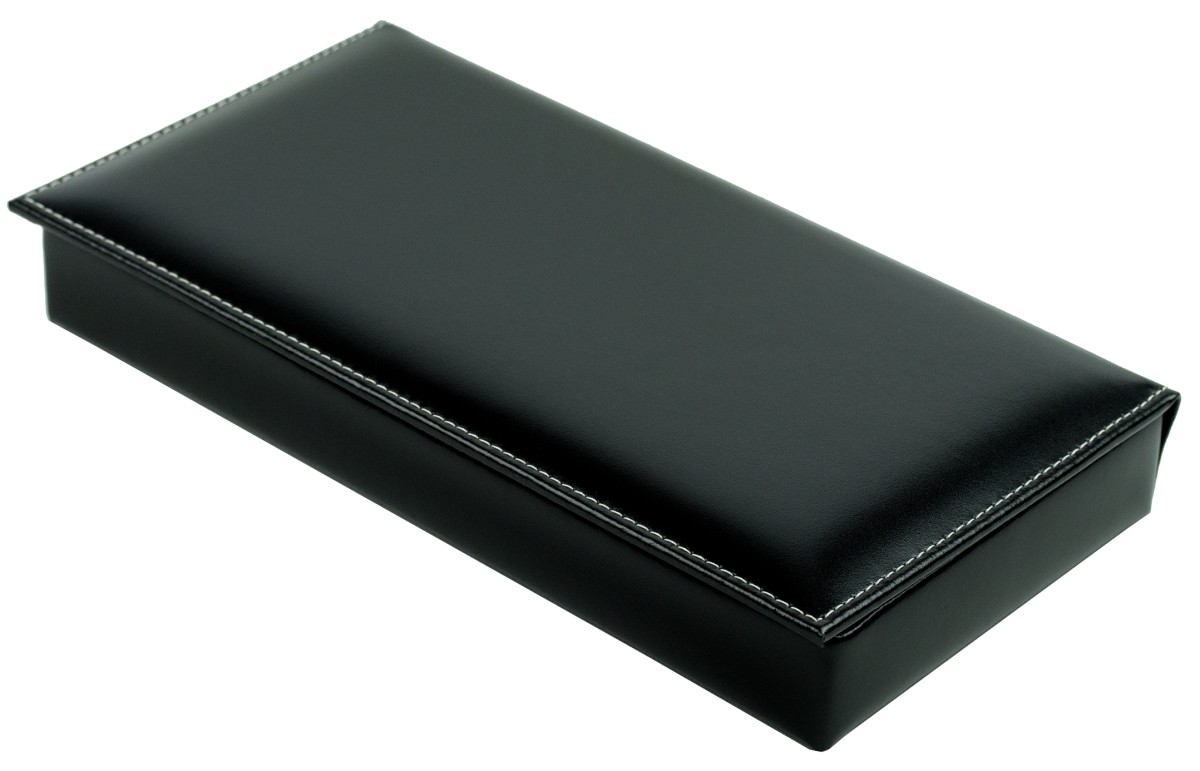 Ablagekasten mit Deckel CAMBRIDGE Top Grain Rindspaltleder schwarz