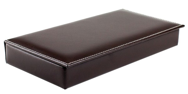 Ablagekasten mit Deckel CAMBRIDGE Top Grain Rindspaltleder dunkelbraun