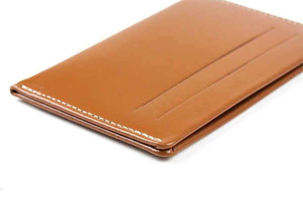 Kartenetui slim fit CAMBRIDGE Top Grain Rindspaltleder mit heller Kontrastnaht hellbraun