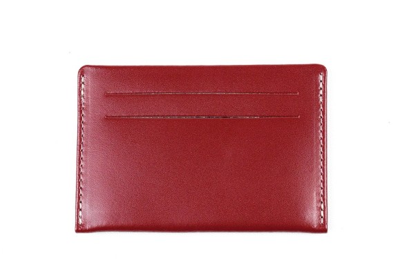 Kartenetui slim fit CAMBRIDGE Top Grain Rindspaltleder mit heller Kontrastnaht rot