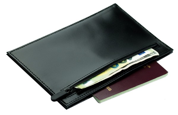 Travel Slim Wallet in CAMBRIDGE Top Grain Rindspaltleder schwarz