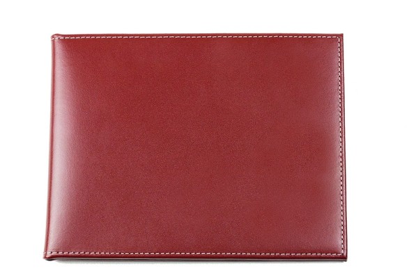 Reise Bilderrahmen CAMBRIDGE Top Grain Rindspaltleder mit heller Kontrastnaht rot