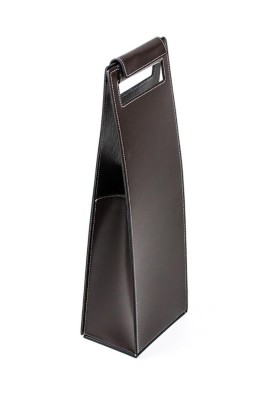 Weintasche CAMBRIDGE Top Grain Rindspaltleder mit heller Kontrastnaht dunkelbraun