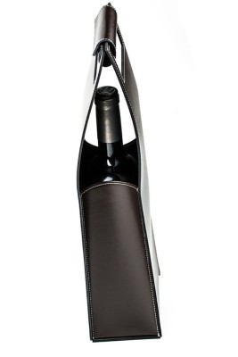 Weintasche CAMBRIDGE Top Grain Rindspaltleder mit heller Kontrastnaht dunkelbraun