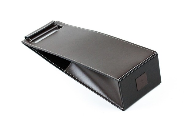 Weintasche CAMBRIDGE Top Grain Rindspaltleder mit heller Kontrastnaht dunkelbraun
